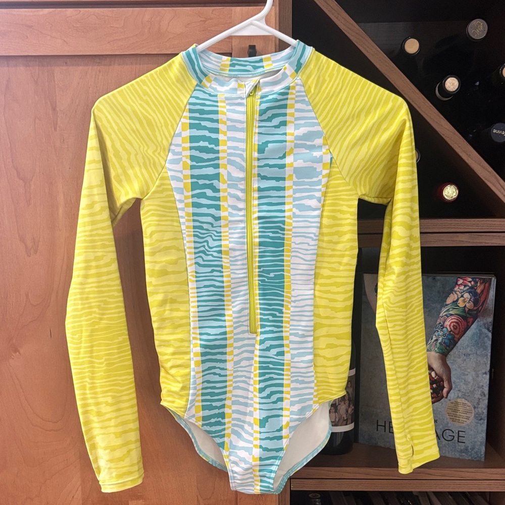 Zella Kids Swim Rashguard - Yellow and Teal
